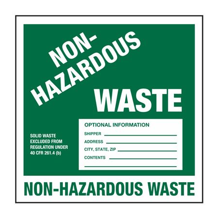 Non-Hazardous Waste Label/Decal - 6 x 6